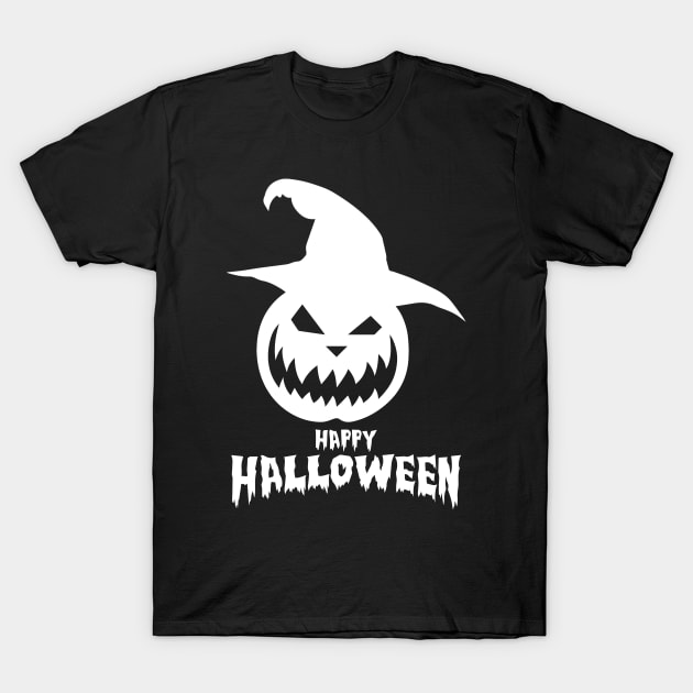 Happy Halloween With White Scary Pumpkin T-Shirt by anbartshirts